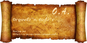 Orgován Azár névjegykártya